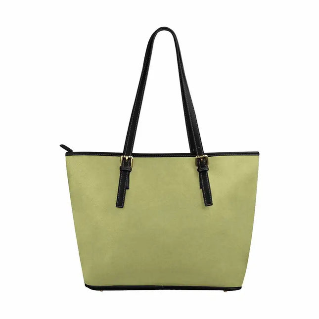 Uniquely You Olive Green - Large Leather Tote Bag with Zipper