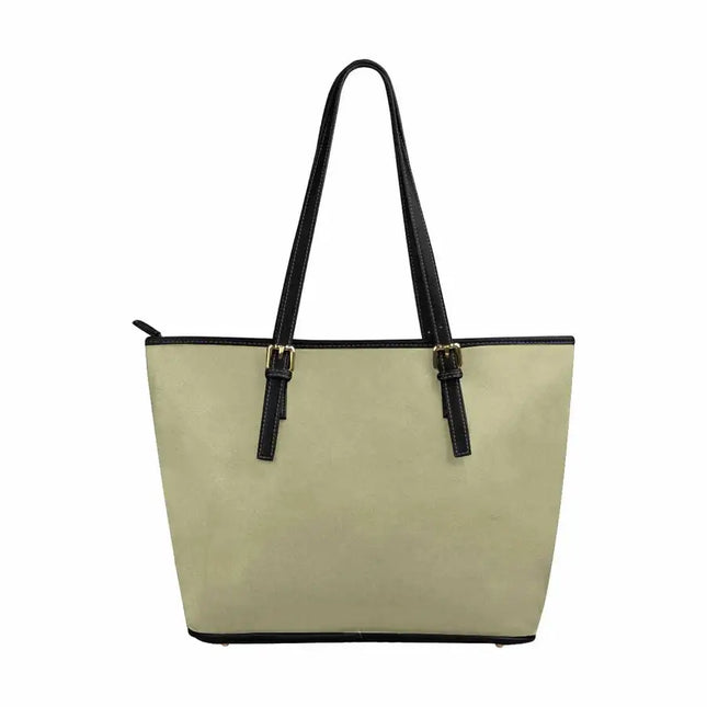 Uniquely You Sage Green - Large Leather Tote Bag with Zipper