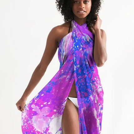 Uniquely You Sheer Sarong Swimsuit Cover Up Wrap / Purple Tie Dye