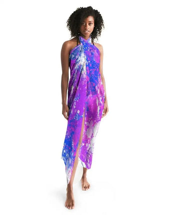 Uniquely You Sheer Pareo Traje De Baño Cover Up Wrap / Morado Tie Dye