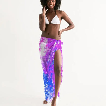 Uniquely You Sheer Sarong Swimsuit Cover Up Wrap / Purple Tie Dye