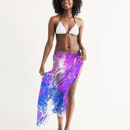 Uniquely You Sheer Sarong Swimsuit Cover Up Wrap / Purple Tie Dye