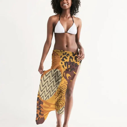 Uniquely You Sheer Swimsuit Cover Up Abstract Print Orange