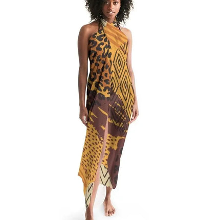 Uniquely You Sheer Swimsuit Cover Up Abstract Print Orange