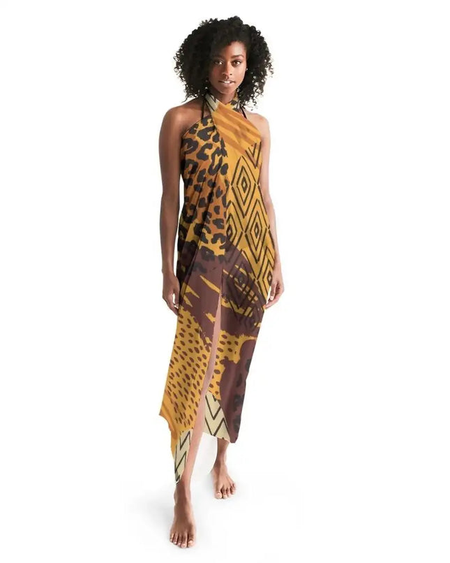 Uniquely You Sheer Swimsuit Cover Up Abstract Print Orange