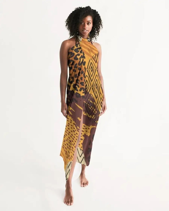 Uniquely You Sheer Swimsuit Cover Up Abstract Print Orange