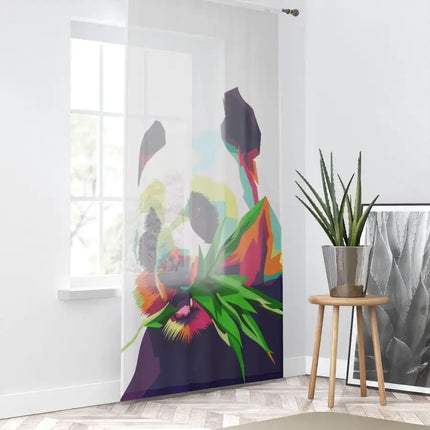 Uniquely You Sheer Window Curtain Panel / Colorful Pop Art Panda Curtain - WC23770