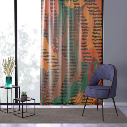 Uniquely You Sheer Window Curtain Panel / Orange Aztec - WC27347