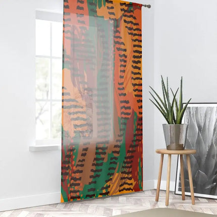 Uniquely You Sheer Window Curtain Panel / Orange Aztec - WC27347