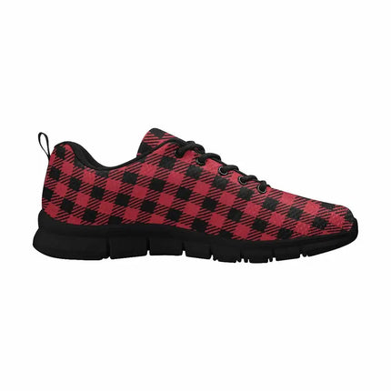 Uniquely You Sneakers for Men, Buffalo Plaid Red and Black Running Shoes DG852