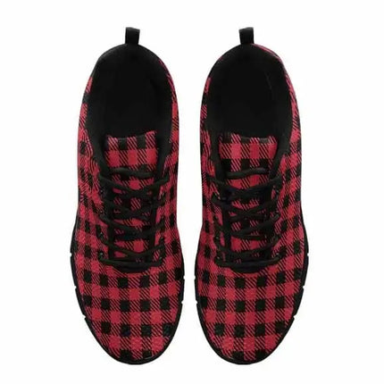 Uniquely You Sneakers for Men, Buffalo Plaid Red and Black Running Shoes DG852