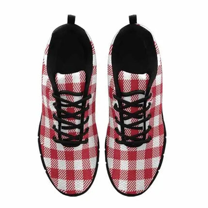 Uniquely You Sneakers for Men, Buffalo Plaid Red and White Running Shoes DG862