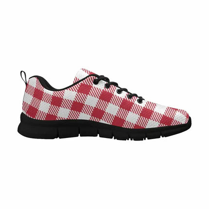 Uniquely You Sneakers for Men, Buffalo Plaid Red and White Running Shoes DG862