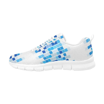 Uniquely You Sneakers for Women, Blue and White Mosaic Print - Running Shoes