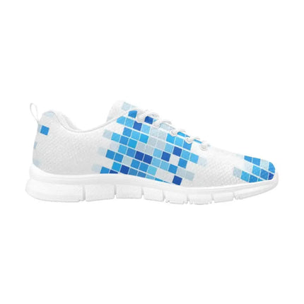 Uniquely You Sneakers for Women, Blue and White Mosaic Print - Running Shoes