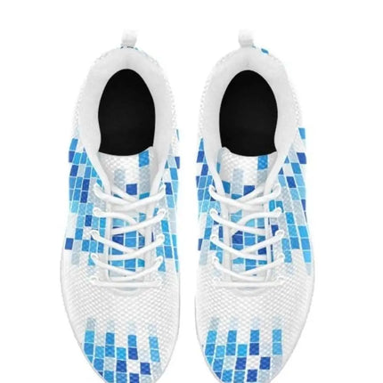 Uniquely You Sneakers for Women, Blue and White Mosaic Print - Running Shoes