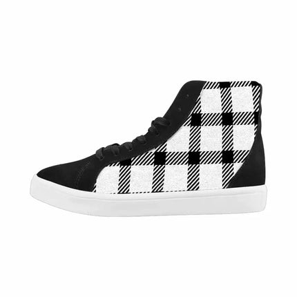 Uniquely You Sneakers for Women, Buffalo Plaid Black and White - High Top Sports Shoes
