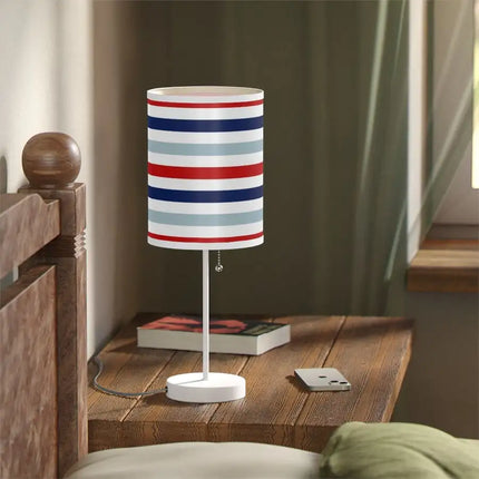 Uniquely You Table Lamp, Nightstand Light /   Indoor Lighting Red White Blue