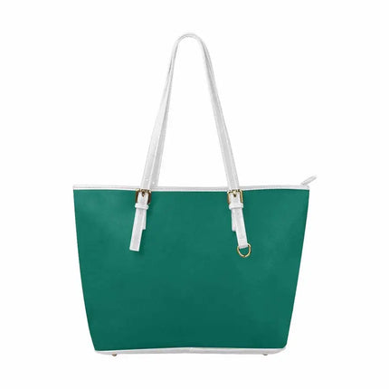Uniquely You Teal Green - Large Leather Tote Bag with Zipper