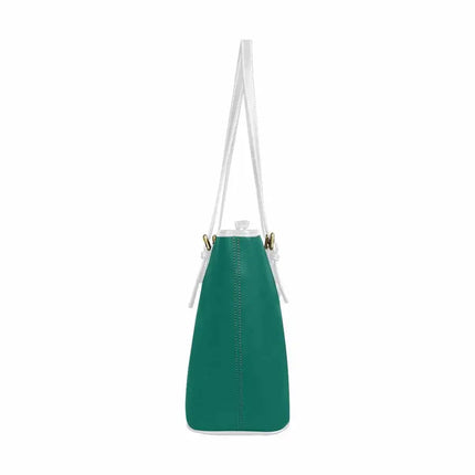 Uniquely You Teal Green - Large Leather Tote Bag with Zipper