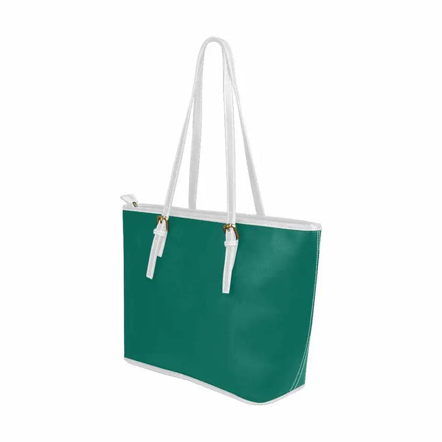 Uniquely You Teal Green - Large Leather Tote Bag with Zipper