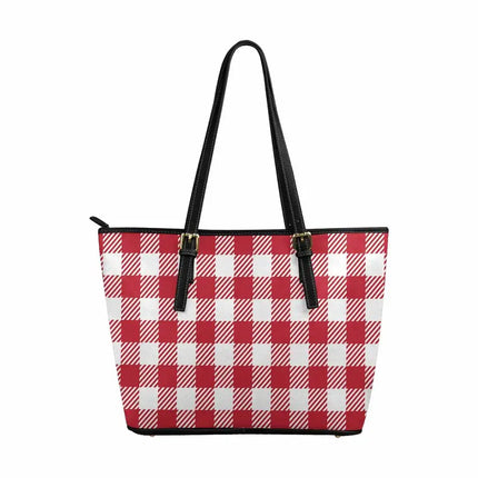 Uniquely You Tote Bag   , Buffalo Plaid Red and White