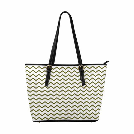 Uniquely You Tote Bag, Herringbone - Green  Leather Tote