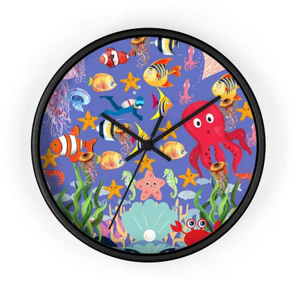 Uniquely You Wall Clock, Colorful Purple Sea Life Print - Vickie Lynn's