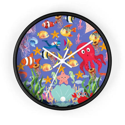 Uniquely You Wall Clock, Colorful Purple Sea Life Print - Vickie Lynn's