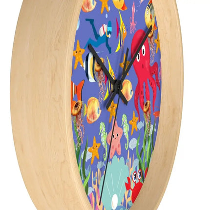 Uniquely You Wall Clock, Colorful Purple Sea Life Print - Vickie Lynn's