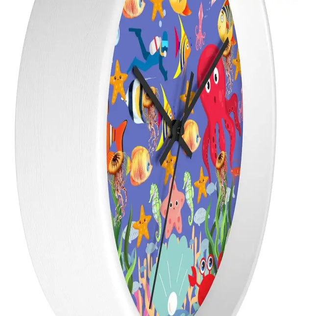 Uniquely You Wall Clock, Colorful Purple Sea Life Print