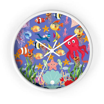 Uniquely You Wall Clock, Colorful Purple Sea Life Print - Vickie Lynn's