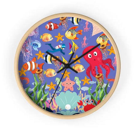 Uniquely You Wall Clock, Colorful Purple Sea Life Print - Vickie Lynn's