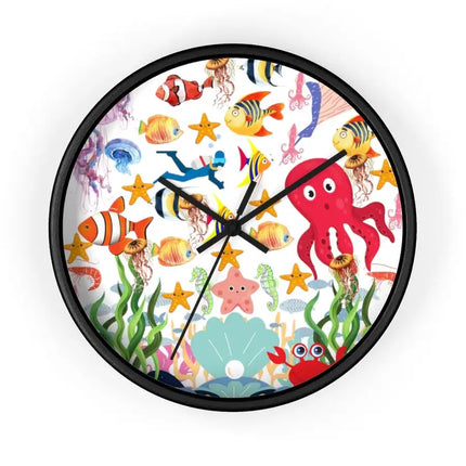 Uniquely You Wall Clock, Colorful Sea Life Print