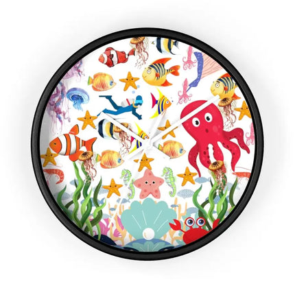 Uniquely You Wall Clock, Colorful Sea Life Print
