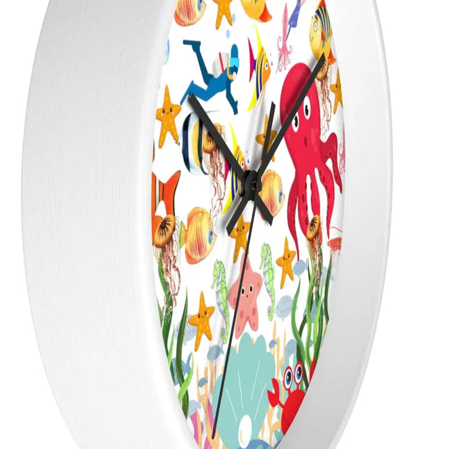 Uniquely You Wall Clock, Colorful Sea Life Print
