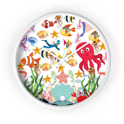 Uniquely You Wall Clock, Colorful Sea Life Print