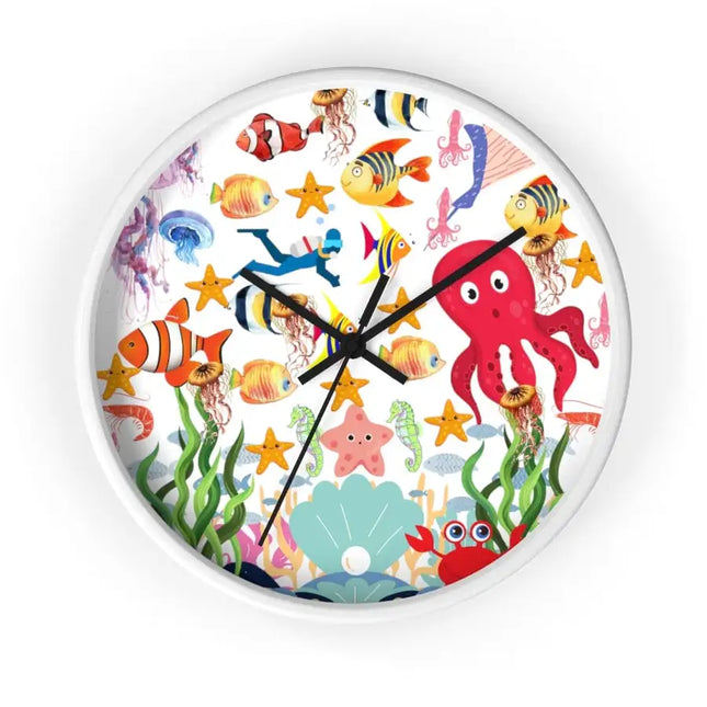Uniquely You Wall Clock, Colorful Sea Life Print