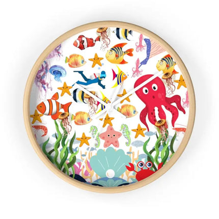 Uniquely You Wall Clock, Colorful Sea Life Print