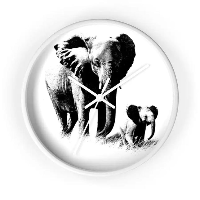 Uniquely You Wall Clock, Elephant Black and White Print