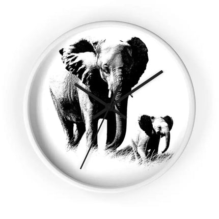 Uniquely You Wall Clock, Elephant Black and White Print