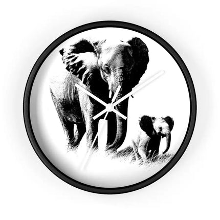Uniquely You Wall Clock, Elephant Black and White Print