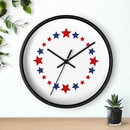 Uniquely You Wall Clock, Red and Blue Stars Print