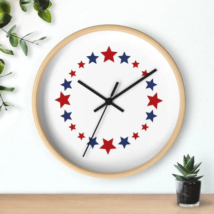 Uniquely You Wall Clock, Red and Blue Stars Print