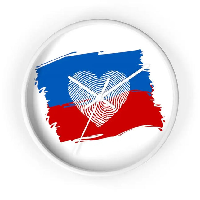 Uniquely You Wall Clock, Red Blue White Heart Print