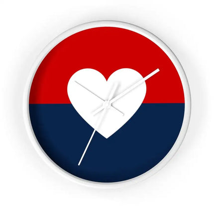 Uniquely You Wall Clock, Red Blue White Heart Print