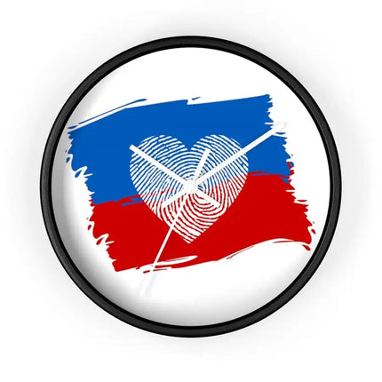 Uniquely You Wall Clock, Red Blue White Heart Print