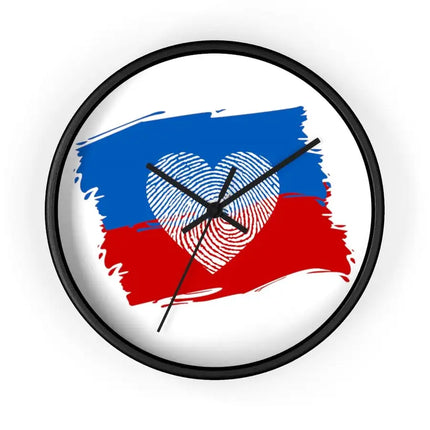 Uniquely You Wall Clock, Red Blue White Heart Print