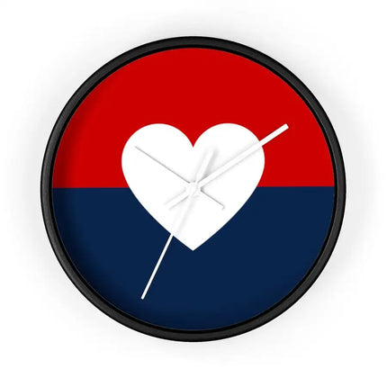 Uniquely You Wall Clock, Red Blue White Heart Print