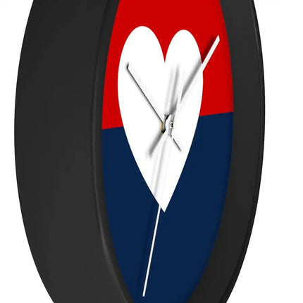 Uniquely You Wall Clock, Red Blue White Heart Print